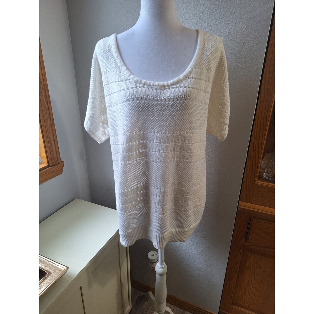 Torrid Mesh Knit Top Womens Plus Size 0 Cream White Pullover Cool Soft